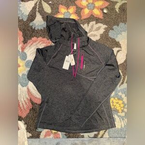 NWT Angel season women’s pullover Gray Hooded Jacket with Pink Accents